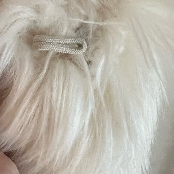 Microsuede Vest Off White Faux Fur Collar Lining Pockets & Hidden Hook Eye Close - Picture 10 of 10